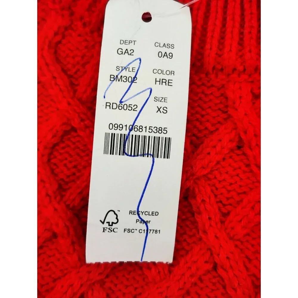 J. Crew Women’s Size XS Cable Knit Sweater Red Crew Neck Pullover Casual